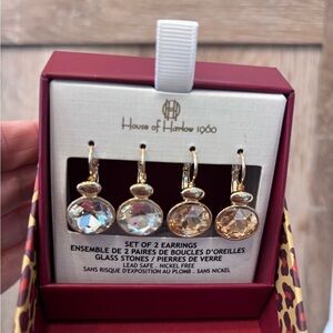 House of Harlow 1960 Crystal and Gold Earrings